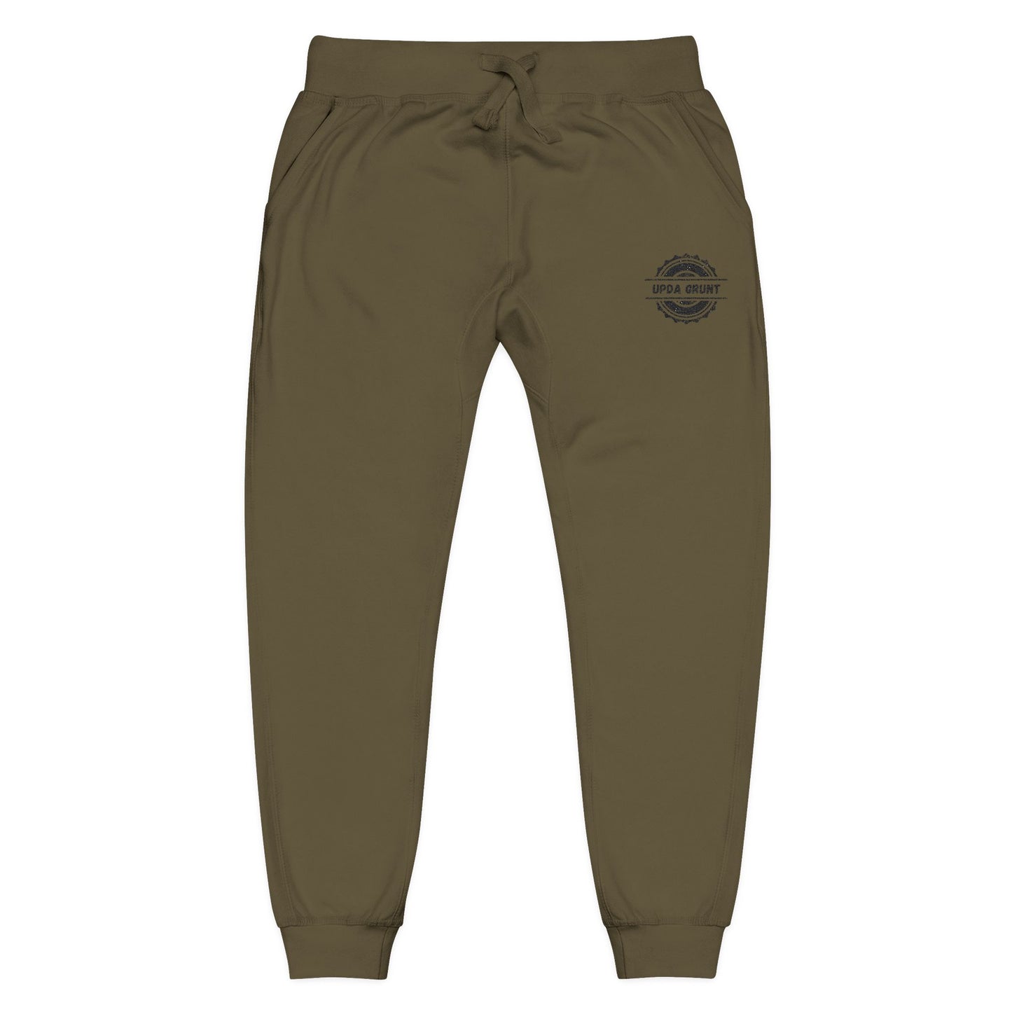 Embroidered Olive Jogger Sweatpants — Vintage Badge Cozy Loungewear