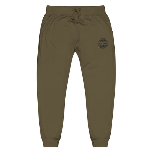 Embroidered Olive Jogger Sweatpants — Vintage Badge Cozy Loungewear